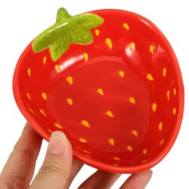 Zerodeko Strawberry Ceramic Bowls Porcelain Fruit Shape Serving Bowls Deep Salad Bowl Food Bowl Tableware for Soup Noodle Fruits Rice Snack Nut Pasta