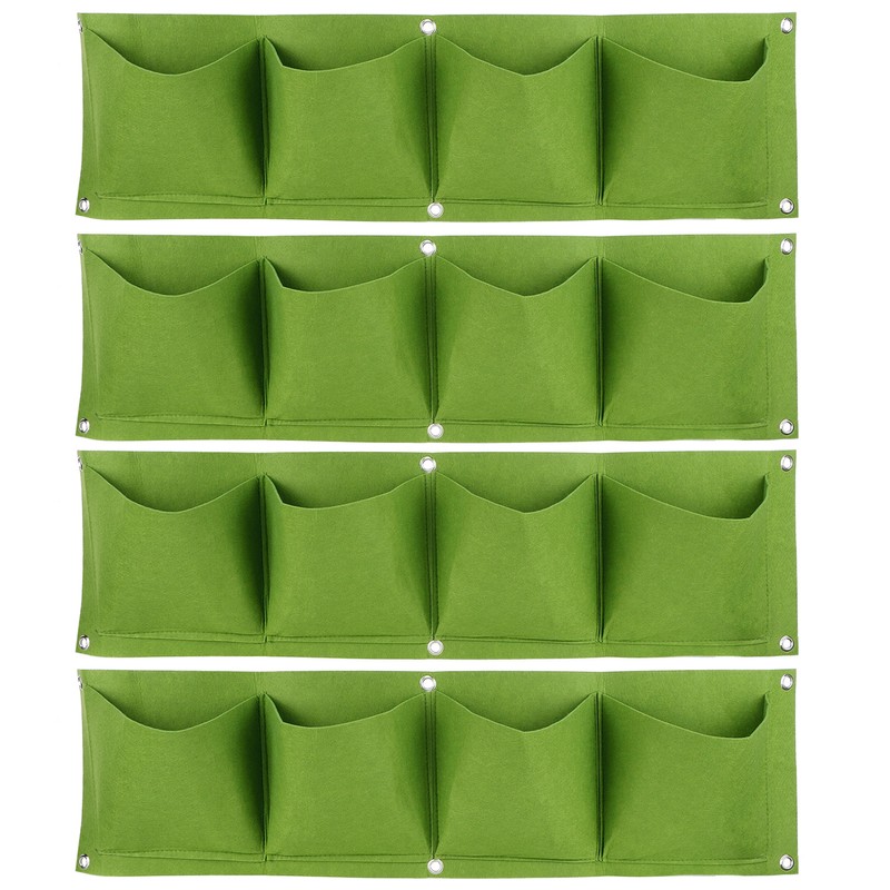 4Pcs 4 Pocket Plant Grow Bag Wall Mounted Reusable Degradable
