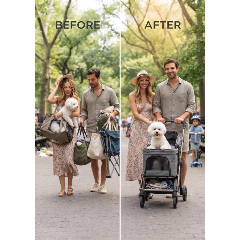 Lightweight Pet Stroller for Dogs & Cats, 7kg Capacity