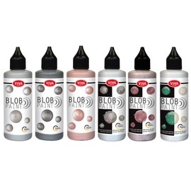 Viva Decor Blob Paint Set Silver Moon (6 x 90 ml) Ready-to-Use Paints for Blob Painting/Dot Painting Art - Dotting Tool for Canvas, Mandala and Much More - Made in Germany