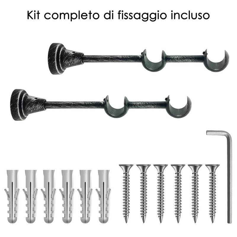 GIRASOLE HOME® 2 x Double Sided Open Curtain Pole Brackets