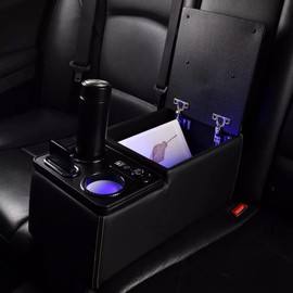 Car Center Console, Universal Rear Bench Seat Console, Back Seat Car Organizer, Automotive Center Console with Cup Holder & Phone Holder, Central Armrest Box