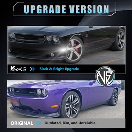 VANKUB 4 PCS LED Side Marker Lights for Dodge Challenger 2008 2009 2010 2011 2012 2013 2014, Clear Lens Challenger Front Rear Bumper Fender Marker Lamps (White Light)