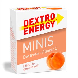 DEXTRO ENERGY Mini Peach + Vitamin C – 50 g (1 Piece) – Glucose for Fast Carbohydrates and Vitamin C for the Immune System, Ideal to Portion