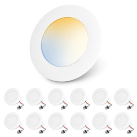 ALUSSO 6 inch LED Can Lights 12W 1100LM, 5CCT 2700K/3000K/4000K/5000K/6000K Selectable, Recessed Lighting 6 inch Dimmable with Comfortable Illumination, Wet Location Use 12 Pack White