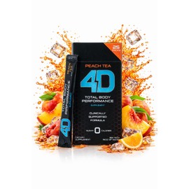 4D - Peach Tea 25 Unit - Electrolytes, Aminos, Vitamins & Energy Powder Packets - Zero Calories & Sugars - Gluten Free, Non-GMO, Keto & Vegan Friendly