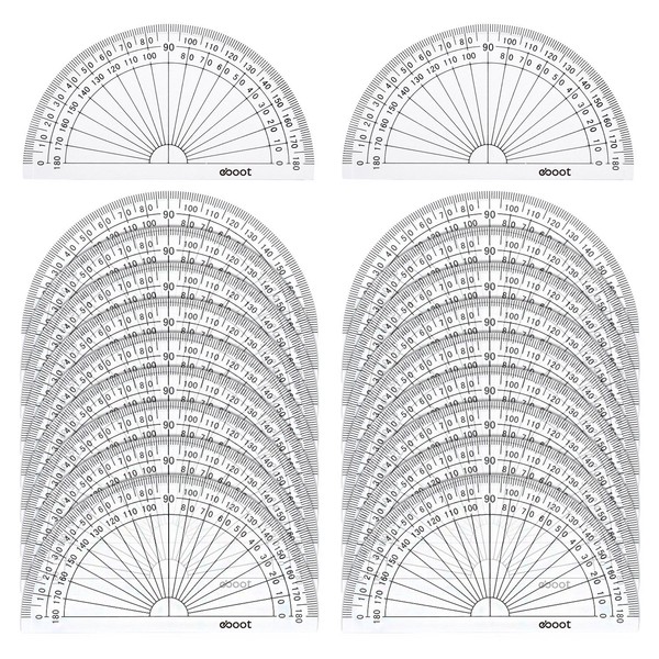 eBoot 20 Pack Plastic Protractor, 180 Degrees Protractor for Angle