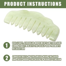 Jade Hair Comb Body Stone Back Gua Sha Tool Men Women Head Massager Scalp Comb for Stress Relax, Dandruff, Hair Growth, Acupuncture, Facial Trigger Point Treatment, Estheticians Therapists Supplies