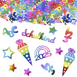 GoldRock Pack of 100 School Decoration Confetti Shiny Colourful, School Cone Decoration School Boy Girl School Child 2025 Girls Boys Confetti Decoration ABC 123 Sugar Bags School First Day of School