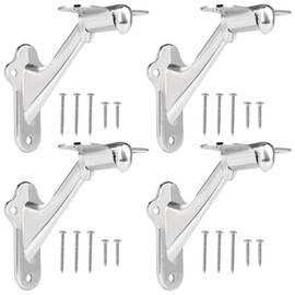 RealPlus Handrail Stair Bracket, 3" Staircase Hand Rail Brackets for Stairways Railing with Screws (Brushed Nickel, Pack of 4)