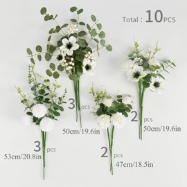 Anna's Whimsy Artificial Flowers Bouquets, Artificial Silk Flowers Bouquets for Wedding, Home Table Decorations, Wedding Centerpieces Bouquets Flowers Arrangement Decorations