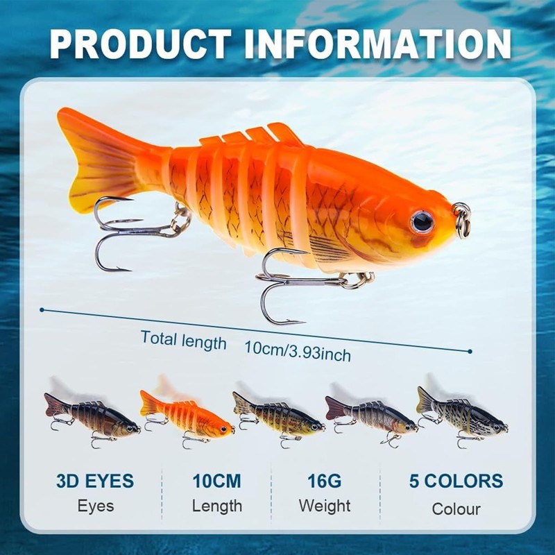 Trout Lures | Swim Bait Lures,5X Robotic Seven Joint Gear
