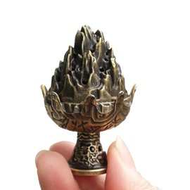 3 PCS Mini Brass Lotus Incense Holder, Small Flower Vintage Cone Incense Burner with Lid - Elegant Desktop Ash Catcher for Home, Office, Yoga, Meditation, Spa, Teahouse Decor (Bronze, 2.7×3cm)