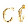 JINHUI Thin Twisted Gold Hoop Earrings for Women, 18k Gold Plated Trendy Chunky Small Open Pierced Stud Earring Casual Daily Work (Gold), Stainless Steel, No Gemstone
