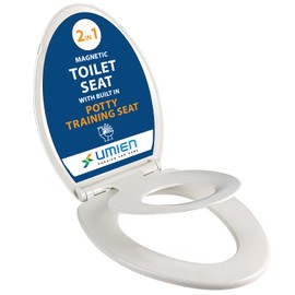 Toilet Seat with Built-In Toddler Potty Training Seat, Slow Close, Easy Clean, Magnetic Removable Kids Seat