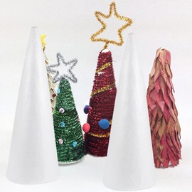 HEALLILY 5pcs 24.5x10cm Foam Cone Styrofoam Polystyrene Cone Shapes Christmas Tree Foam Mold for DIY Modeling Craft Floral Arranging Supplies
