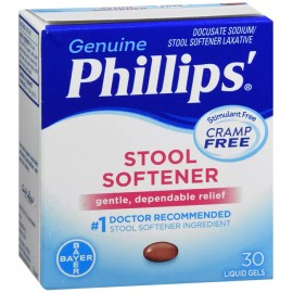 ON CONTAINER PHILLIPS STOOL SOFTENER LIQUID GEL 30CT    docusate sodium ORAL CAPSULE 100 MG