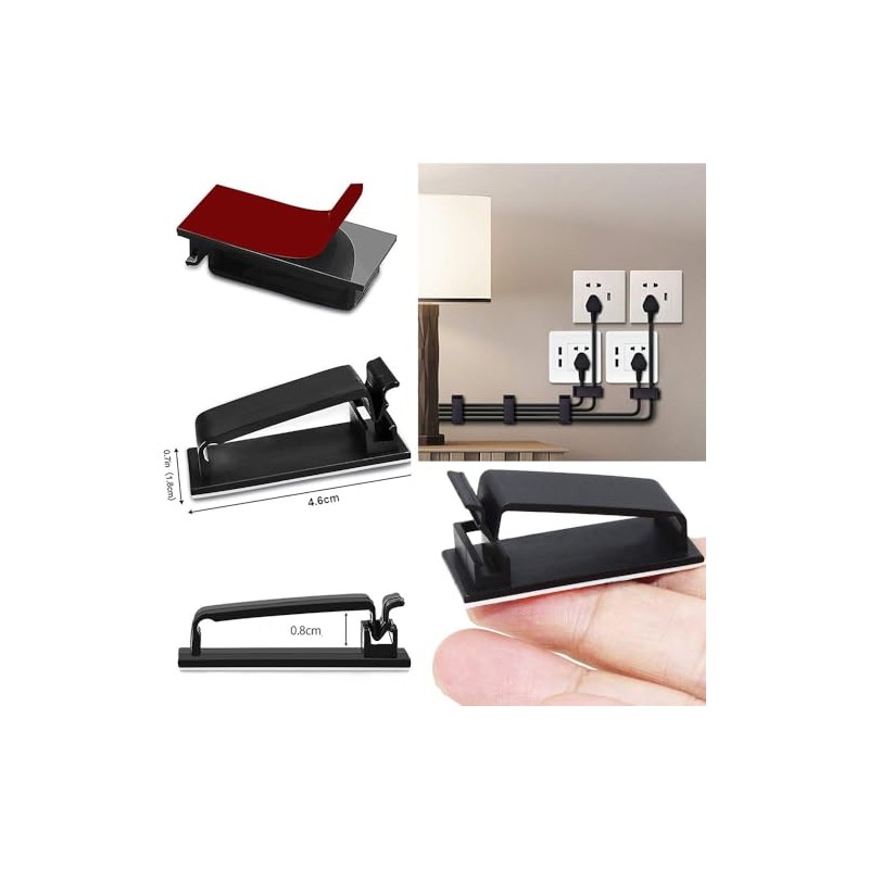 Lumbor37 Clips Organizador de Cables Autoadhesivo, 50 Piezas Clips Adhesivos