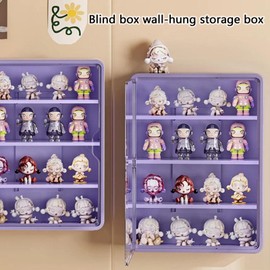 Blind Box Wall-Mounted Display Cabinet Multifunctional Magnetic Attraction Storage Box Large Capacity White Plastic Integrated Type Display Box Save Space (Purple Big Size)