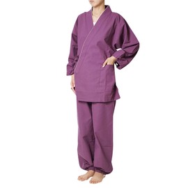 Satsuki Women's Samue, Monk’s Work Clothes, Small-Checked Fabric, 38-7930, S/M/L/LL, purple berry,