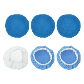 sourcing map 6pcs Car Polisher Bonnet Buffing Pad Set Micro-Fiber Cotton Fabric Polishing Buffing Pad Cover for 5"-6" Car Buffer Bonnets Polisher