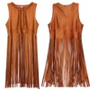 Suffolly Hippie Costume for Women 70s Costume Women Fringe Vest