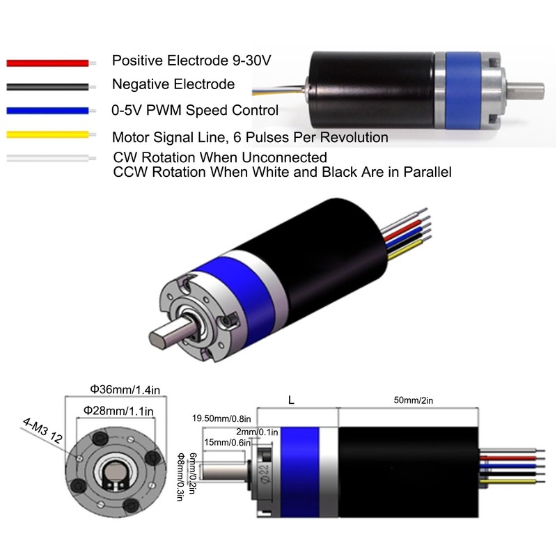 Gear Motor Speed Reduction Planetary Brushless D Shaft DC 12V