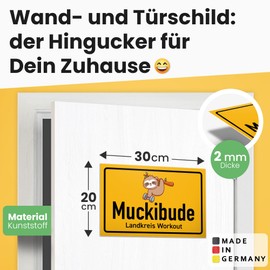 DankeDir! Muckibude County Workout Sign 30 x 20 cm Gift Idea Friends Party Decoration Gift Birthday Gift Pumper Door Sign Gym Funny Saying Fitness