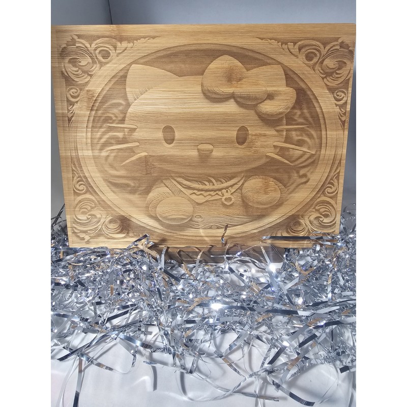 Cartoon Kitty Laser Engraved Cutting Board