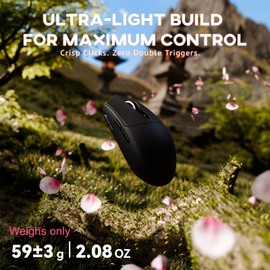 ATTACK SHARK G3 Pro Wireless Gaming Mouse with Magnetic Charging Dock,PixArt PAW3311 Sensor,BT/2.4G Wireless/Wired Gaming Mouse,25000 DPI,59g Superlight Gamer Mice for PC/Win/Mac(Black)