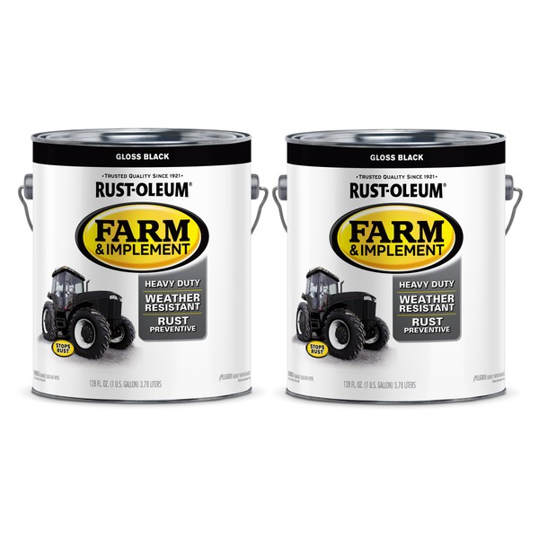 Rust-Oleum 280165-2PK Farm & Implement Enamel Paint, Gallon, Gloss Black, 2 Pack