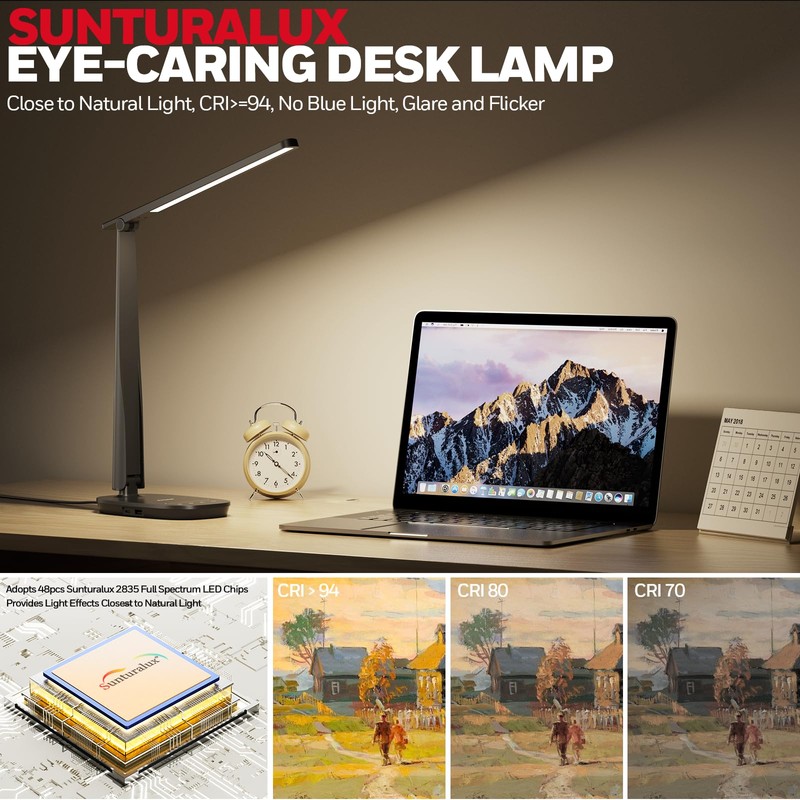 Honeywell LED Desk Lamp for Home Office, Eye-Caring Light with
