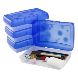 Storex Pencil Case, 8.38 x 5.63 x 2.5 Inches, Opaque Blue, Box of 12 (61623A12C)