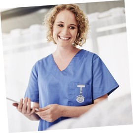 Mikikit 3pcs Watch Portable Hanging Lapel Mothers Keyring Design Alarm Birthday Care Clip Stopwatch Electronic Watch Week Movement Nurses Gift, Silver, Fashion