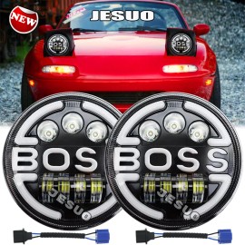 JESUO 105W 7inch Round H6024 LED Headlight High/Low for Mazda 90-97 NA Miata MX5 MX-5