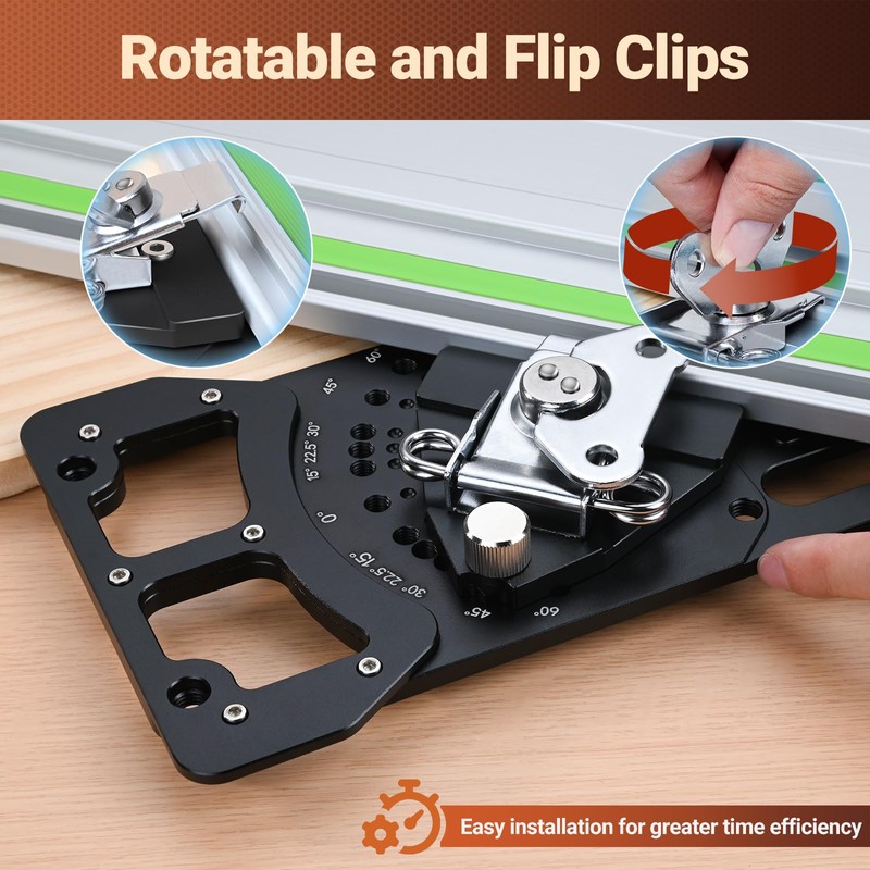 Adjustable Track Saw Square, Compact Multi-Angle Cutting Guide with 11