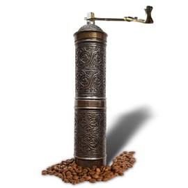 Manual Coffee Grinder, Refillable Turkish Coffee Grinder, Pepper Grinder, Manual Coffee Mill with Foldable Handle (Army Green)