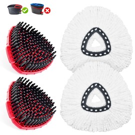 Mop Replace Head for O Cedar, Mop Heads Replacements for Ocedar, Spin Mop Replacement Head for Ocedar Easy Wring 1 Tank Spin Mop, Include 2 Pack Spin Mop Refills & 2 New Scrubber Mop Head for Ocedar