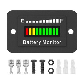12V 24V 36V 48V 60V 72V Battery Monitor Meter, Waterproof LED Battery Capacity Voltage Indicator Acid&Lithium Battery Gauge Meter for Golf Cart EZGO Club CAR and Most Cars