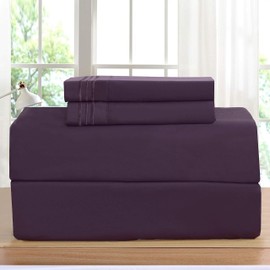 Elegant Comfort Luxurious Solid Pillowcases - Premium Hotel Quality Microfiber Hotel Quality Wrinkle and Fade Resistant 2-Piece Pillowcases, King, Eggplant-purple