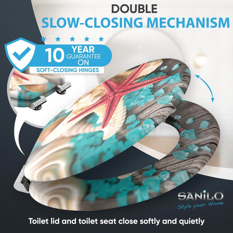 Sanilo Toilet Seat ROUND with Soft Close, Quiet and Slow