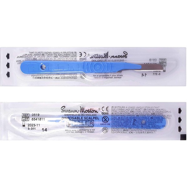 Swann-Morton® #14 Sterile Disposable Scalpels with Blade [Individually Packed, Box of 10]