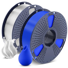 SUNLU PETG Filament 1.75mm Bundle, Less Stringing and Good Layer Adhesion 3D Printer Filament, Individually Vacuum Packed, 2kg in Total, 1kg per Spool, PETG 2 Pack, Blue+Transparent