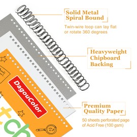 DagouColor 50 Sheets 9"x12" Sketch Book for Kids, Spiral-Bound Smooth Drawing Paper Sketch Pad, Double-Sided Drawing Papers for Beginning Artists