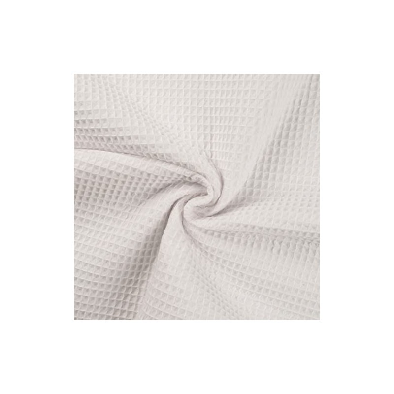 100% Cotton Waffle Honeycomb Pique Fabric Material Optical White, 1Mtr
