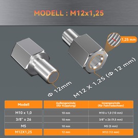NICEDACK Bicycle Axle Adapter for Axle Thread Size M12 x 1.25 Thru Axle, Bicycle Thru Axle Adapter, Bicycle Trailer Clutch Adapter Suitable for Bicycle Axles with 12 mm Diameter and 1.25 Pitch
