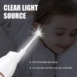 ExcellaElite Ear Cleaner Ear Wax Remover,Earwax Remover Tool,Practical Earwax Suction remoevr,Easy to Use Ears Cleaner,Painless Ear Cleaning Tool with LED Light (White)