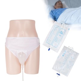 Men’s Wearable Urinal Collector Set, Includes Comfortable Support Pants, 1.2M Flexible Tube, 1000ml & 2000ml Collection Bags (Elderly Men)