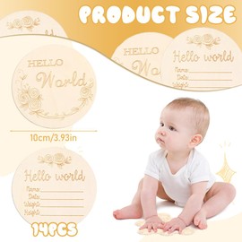 Pack of 14 Milestone Cards Baby Wooden Milestone Cards Baby 1-12 Months Wooden Baby Monthly Milestone Cards Pregnancy with Fabric Bag for Expecting Parents Announcing Pregnancy