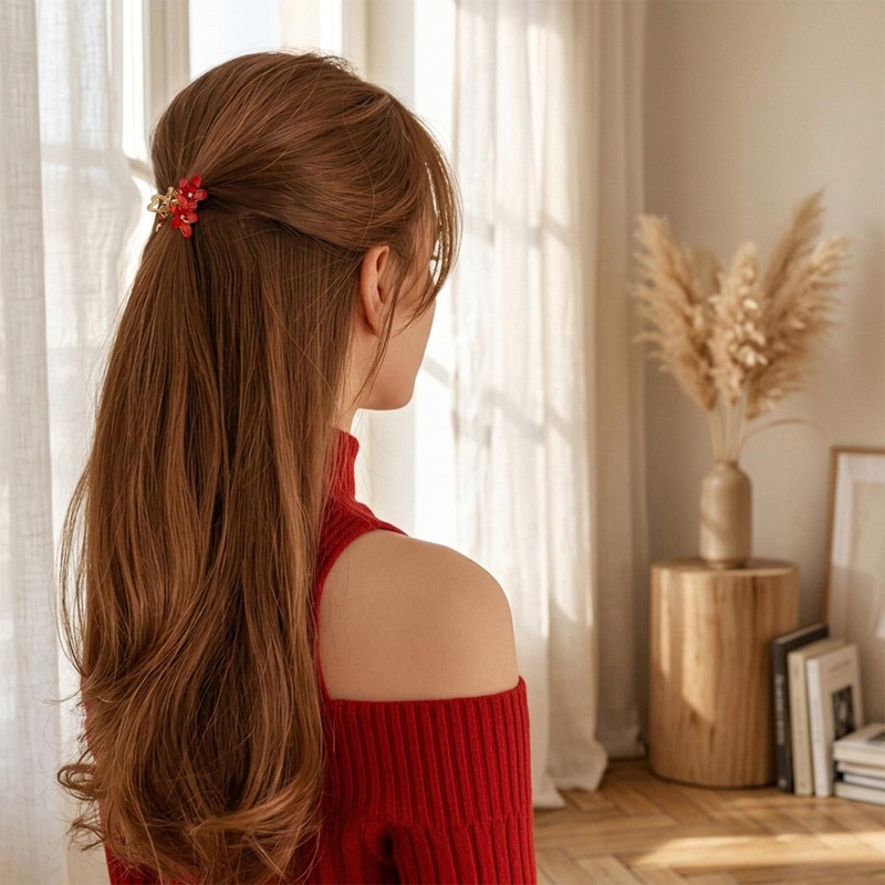 6PCS Flower Hair Clips Small Dainty Mini Metal Claw
